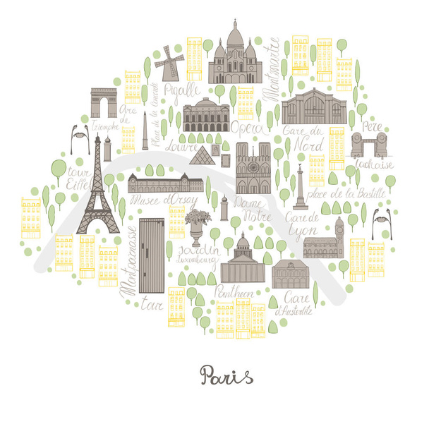 Mapa de Paris. Desenho vetorial ilustração
 - Vetor, Imagem