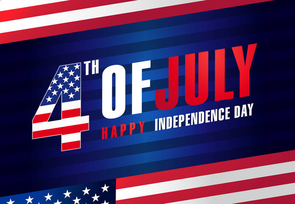 4 de julio EE.UU., rayas azules y banderas bandera. Estados Unidos de América Cuatro de julio, Día de la Independencia tipografía vector Ilustración
 - Vector, imagen