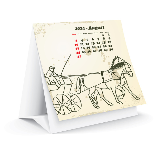 Agosto 2014 scrivania cavallo calendario
 - Vettoriali, immagini