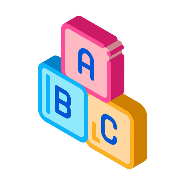 Baby Spielzeugwürfel Icon Vector. Isometrische Baby Toy Cubes Zeichen. Farbe isoliert Symbol Illustration - Vektor, Bild