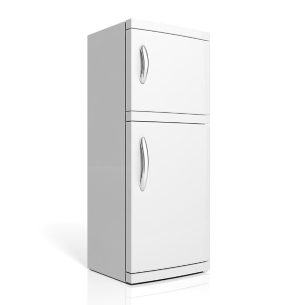rendu 3D de grand réfrigérateur blanc isolé un blanc
 - Photo, image