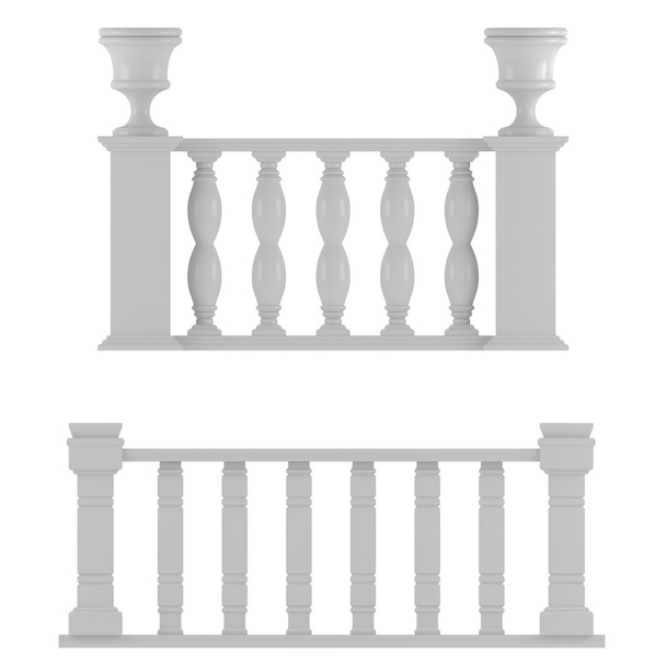 klasyczne balustrady marmur na białym tle - Zdjęcie, obraz