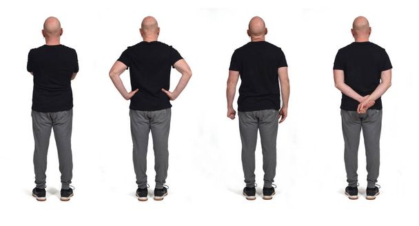 rear view of same man with sportswear on white background, - Photo, Image
