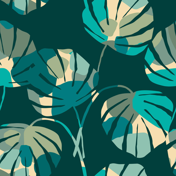 Artistic seamless pattern with abstract leaves. Modern design - Vetor, Imagem