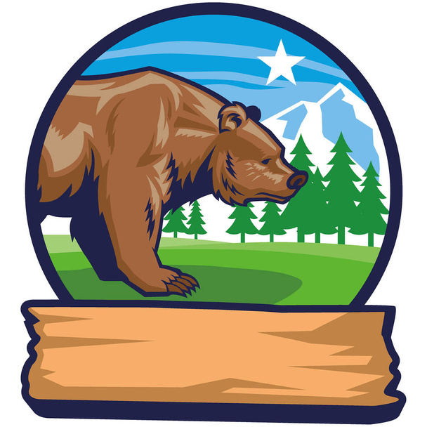 bear mascot with narute background - Vector, Image