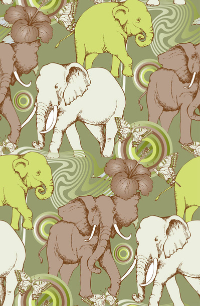 Patroon van olifant. Naadloos abstract patroon. Vector illustratie. bestemd voor weefsels, voor muurschilderingen, voor pakpapier en voor dergelijk gebruik - Vector, afbeelding