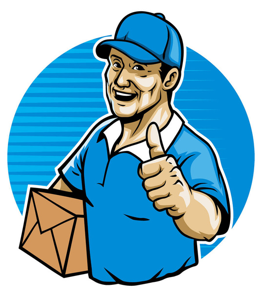vector of the delivery worker thumb up - Vector, Image