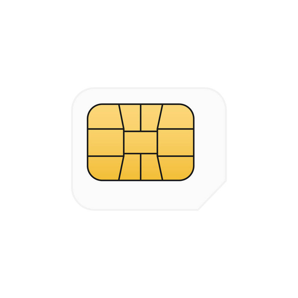 Mikro-SIM-Karten-Vektordarstellung isoliert auf weiß. Mobiles Chip-Symbol. - Vektor, Bild