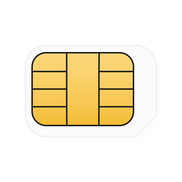 Ilustracja wektora karty Nano SIM odizolowana na białym. Chip symbol mobilny. - Wektor, obraz