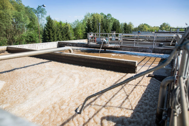 Wastewater treatment plant in operation, ecology concept - Photo, Image