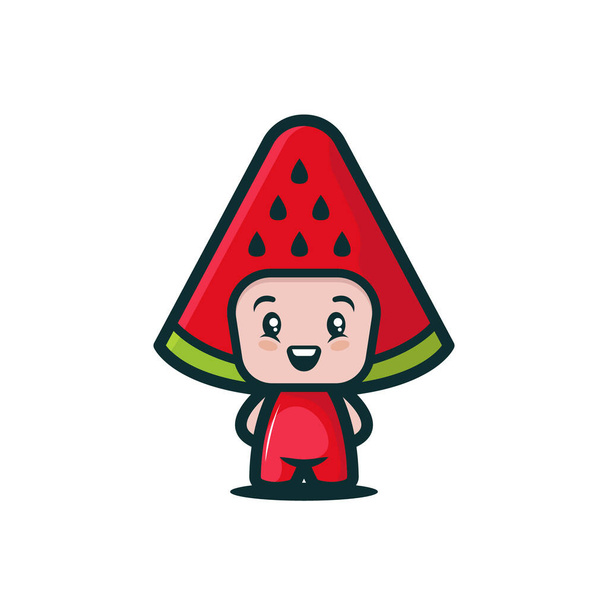 Простые и милые дети в фруктовом костюме талисман характер логотипа дизайн вектор шаблона
  - Вектор,изображение