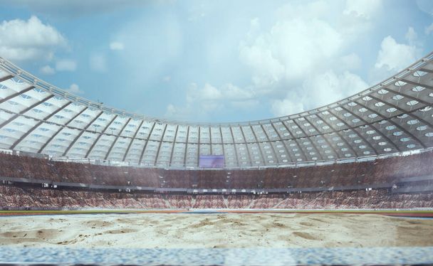 Stadion lekkoatletyczny 3D. Renderowanie 3-d. - Zdjęcie, obraz