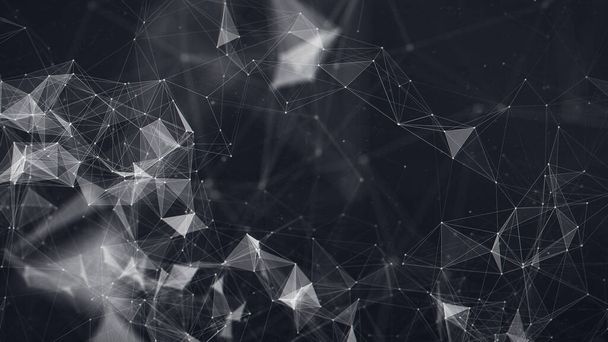 Abstract polygonal space low poly dark background with connecting dots and lines. Connection structure. Science background. Futuristic polygonal background. Triangular background. Wallpaper. Business - Photo, Image