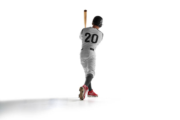 Jugador de béisbol profesional sobre fondo blanco
 - Foto, imagen
