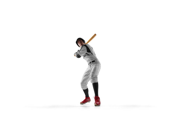 Profi baseball játékos fehér háttér - Fotó, kép