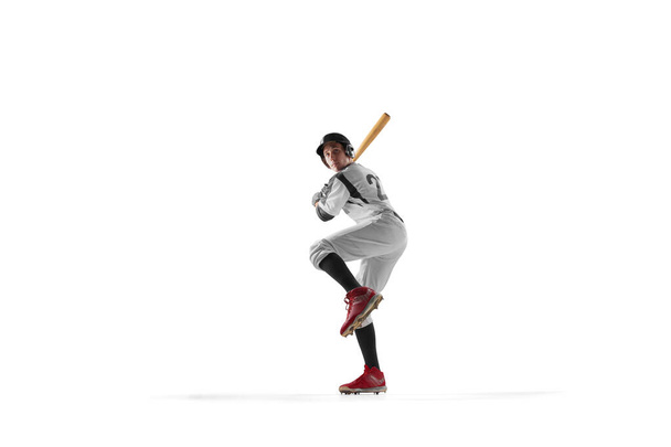 Professional baseball player on white background - Φωτογραφία, εικόνα