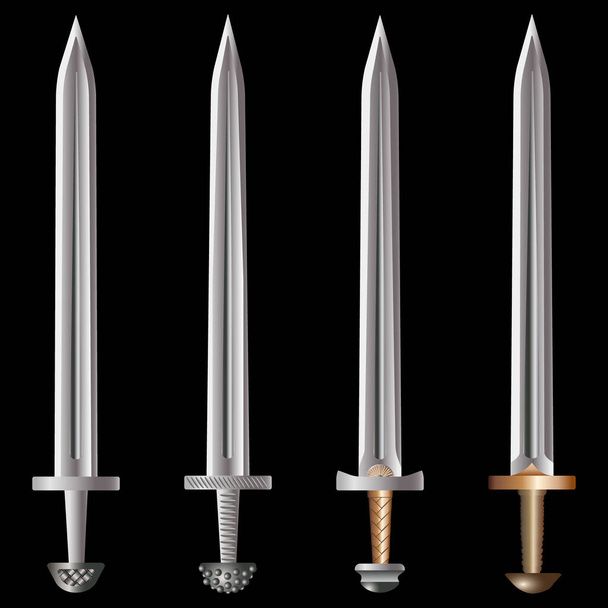 Wikinger-Schwerter setzen Vektorillustration - Vektor, Bild
