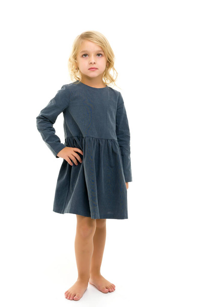 Little girl in an elegant dress.The concept of a happy childhood, healthy lifestyle. - Foto, imagen