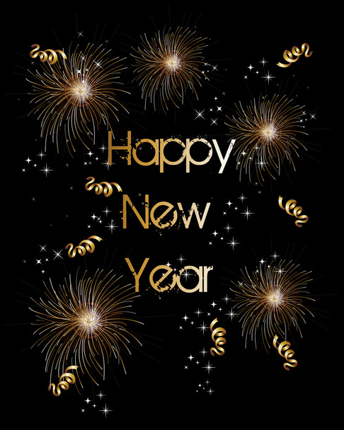 Happy new year 2014 fireworks greeting card - Vector, Image