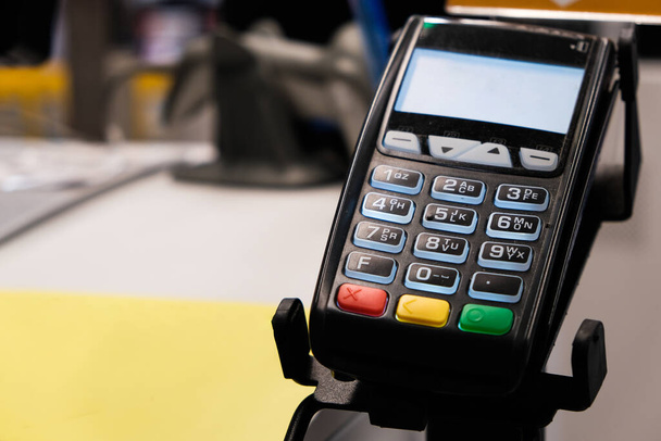 Credit card machine for self payment in supermarket  - Photo, image
