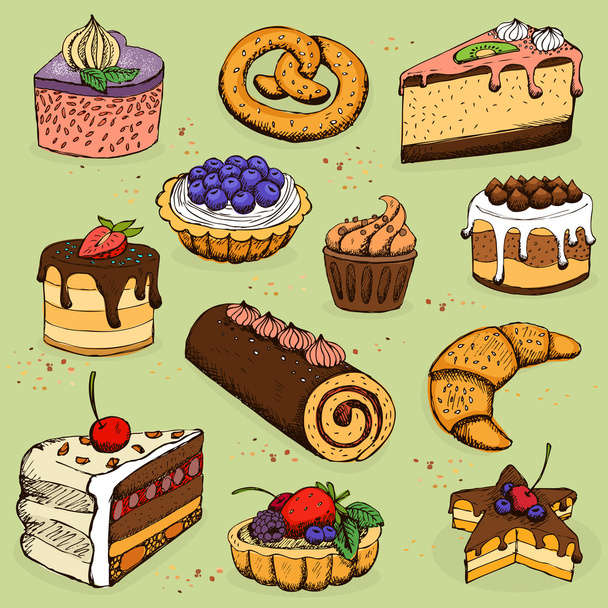 Kuchen und Mehlprodukte für Bäckerei, Konditorei - Vektor, Bild