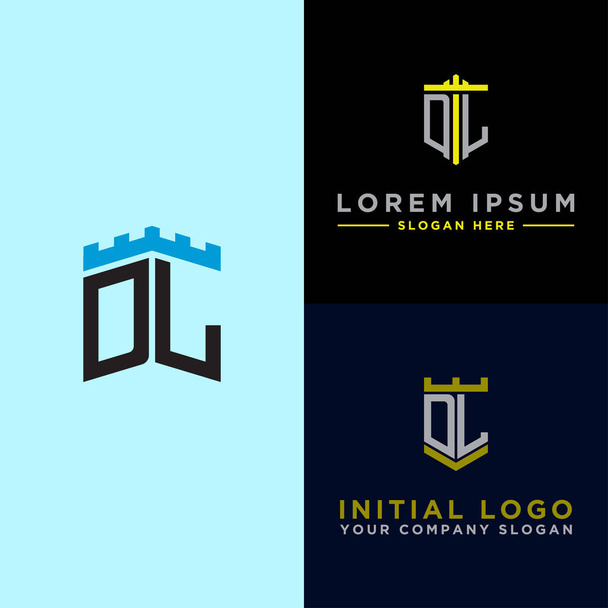 İlk harflerden DL logo simgesine kadar şirketler için ilham verici logo tasarımı seti. - Vektörler - Vektör, Görsel