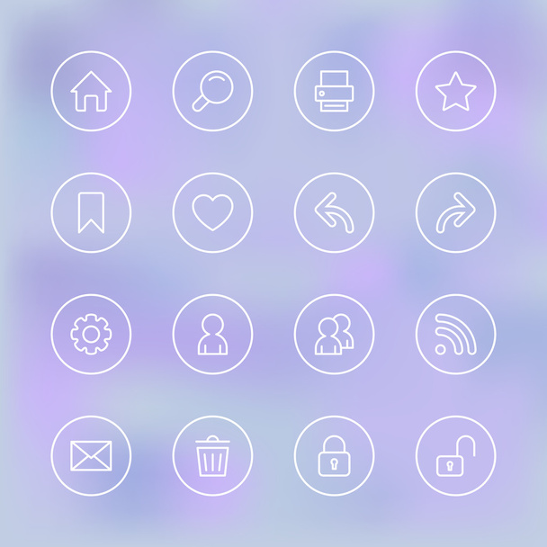 Set of icons for mobile app UI, transparent clear - Vector, Image