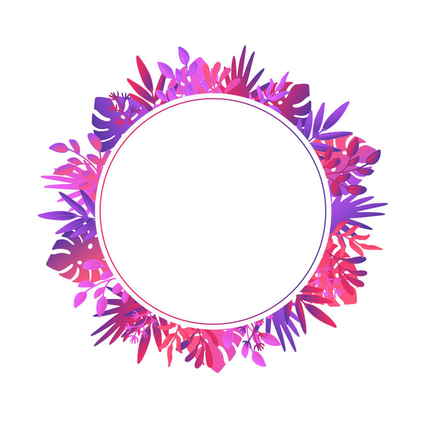 round frame with floral elements. Vector hand drawn. - Vetor, Imagem