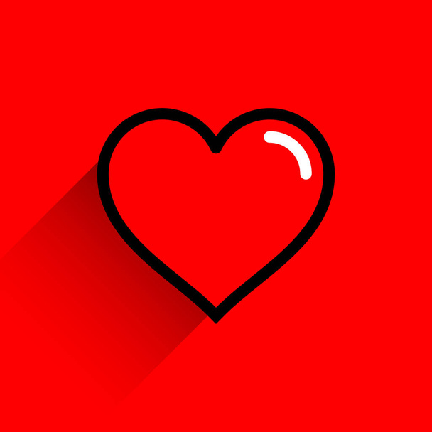 Κόκκινο σχήμα καρδιάς με μαύρη γραμμή εγκεφαλικό επεισόδιο. Ιατρικό εικονίδιο, σύμβολο αγάπης και της γιορτής του Αγίου Βαλεντίνου. Επίπεδη μορφή με μεγάλη σκιά σε κόκκινο φόντο αίματος. Εικονογράφηση διάνυσμα είναι ένα γραφικό στοιχείο - Διάνυσμα, εικόνα