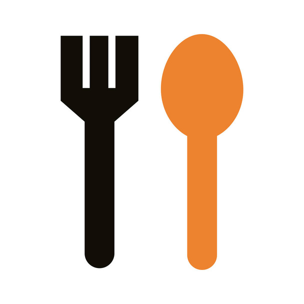 fork and spoon delivery service silhouette style - Vector, Image