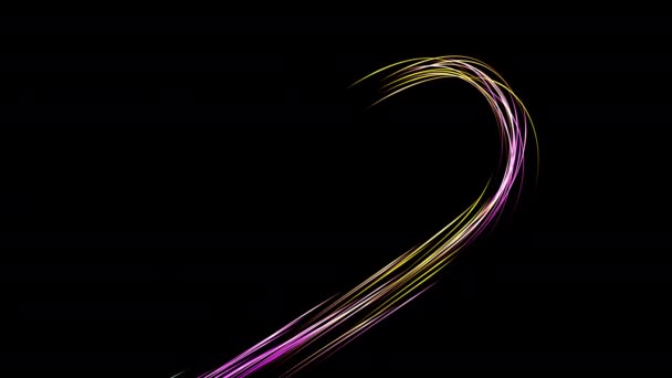 光の線がゆっくりと動く美しいハート。虹色の異なる色。黒の背景。4K Ultra HD 3840x2160. - 映像、動画