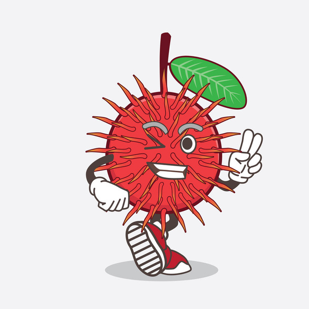 Ілюстрація персонажа мультфільму Rambutan Fruit з символом миру
 - Вектор, зображення