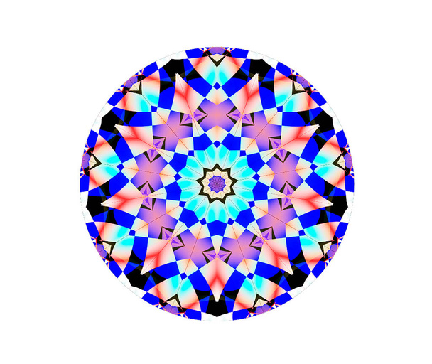 Mandala in yellow and blue, isolated on whit - Photo, Image