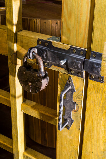 wooden door with a lock - Photo, Image