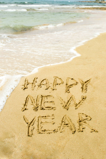 on the sand New Year - Фото, изображение