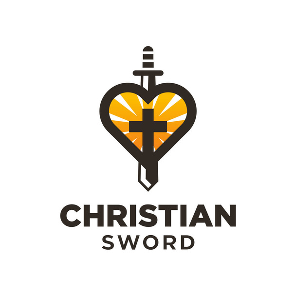 キリスト教剣教会クロスロゴデザインインスピレーション - ベクター画像
