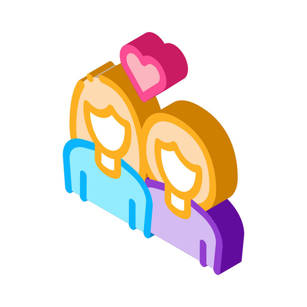 Lesbičky milují Icon Vector. Isometric Lesbians Love sign. barevný izolovaný symbol ilustrace - Vektor, obrázek