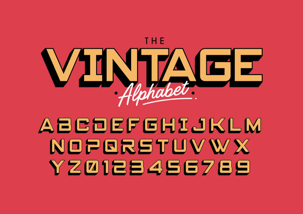 Vector of vintage or retro stylized font and alphabet  - Vector, Image