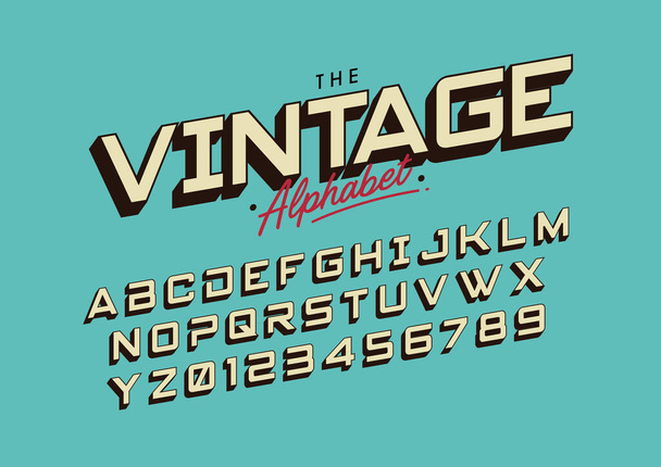 Vector of vintage or retro stylized font and alphabet  - Vector, Image