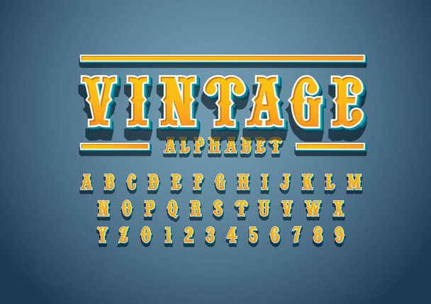 Вектор винтажного или ретро-стилизованного шрифта и алфавита
  - Вектор,изображение