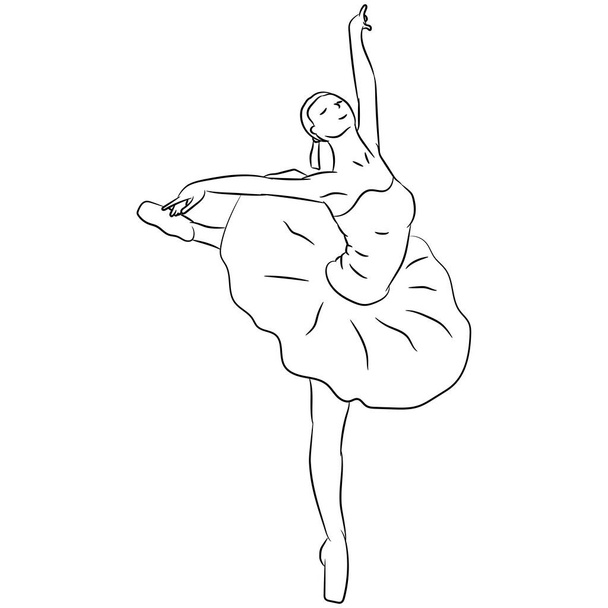 Vector illustratie plat ontwerp. Dansende ballerina, doodle. - Vector, afbeelding