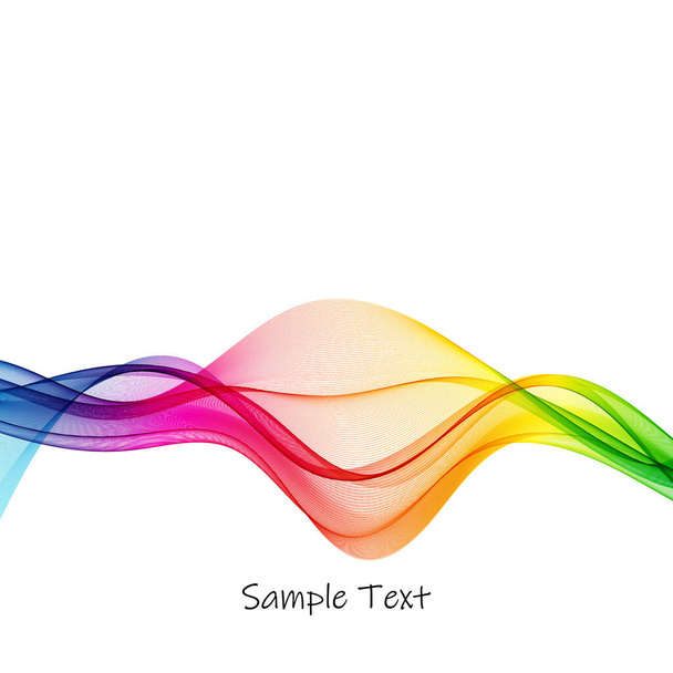 Abstract rainbow wave background, horizontal smooth colored wave lines on a white background - Vector, Image