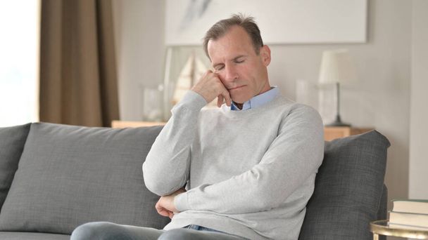 Exhausted Middle Aged Businessman having Nap on Sofa - Photo, Image