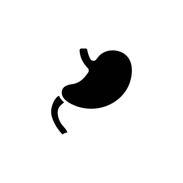 胃,ヒト消化器系,解剖学.フラットベクトルアイコンイラスト。白の背景にシンプルな黒のシンボル。胃、人間の消化器系のウェブとモバイルUI要素のためのデザインテンプレート - ベクター画像