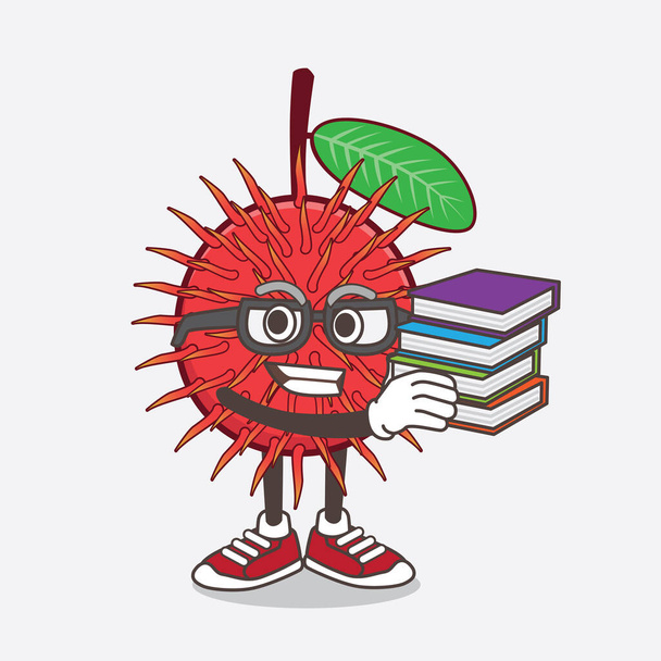 Ілюстрація персонажа мультфільму Rambutan Fruit, який вивчає деякі книги
 - Вектор, зображення