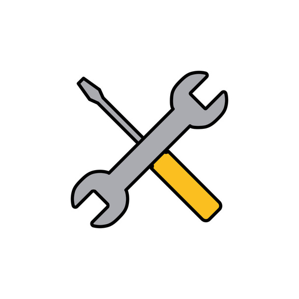 Repair icon isolated on white background. Wrench and screwdriver icon. Settings vector icon. Maintenanc - Vector, Image