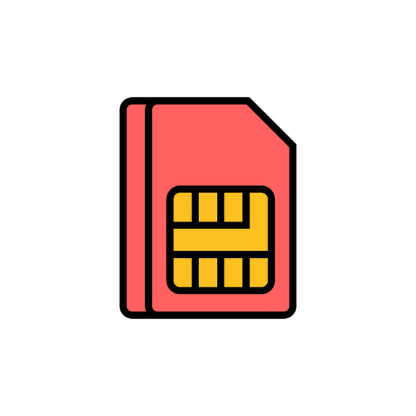Vetor de ícone de cartão SIM duplo isolado no fundo branco. Ícone de slot móvel. Celular chip de cartão SIM telefone celular
 - Vetor, Imagem