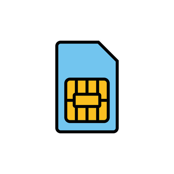 Vetor de ícone de cartão SIM isolado no fundo branco. Ícone de slot móvel. Celular chip de cartão SIM telefone celular
 - Vetor, Imagem