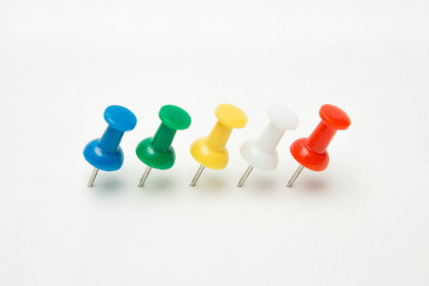 Colorful of Many pins on white background - Photo, Image