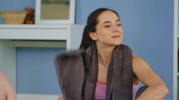 Woman Celebrates Morning Workout - Záběry, video
